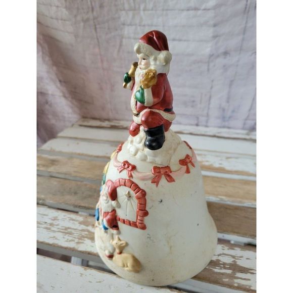 Porcelain vintage Santa Bell Xmas decor tree - Picture 2 of 9